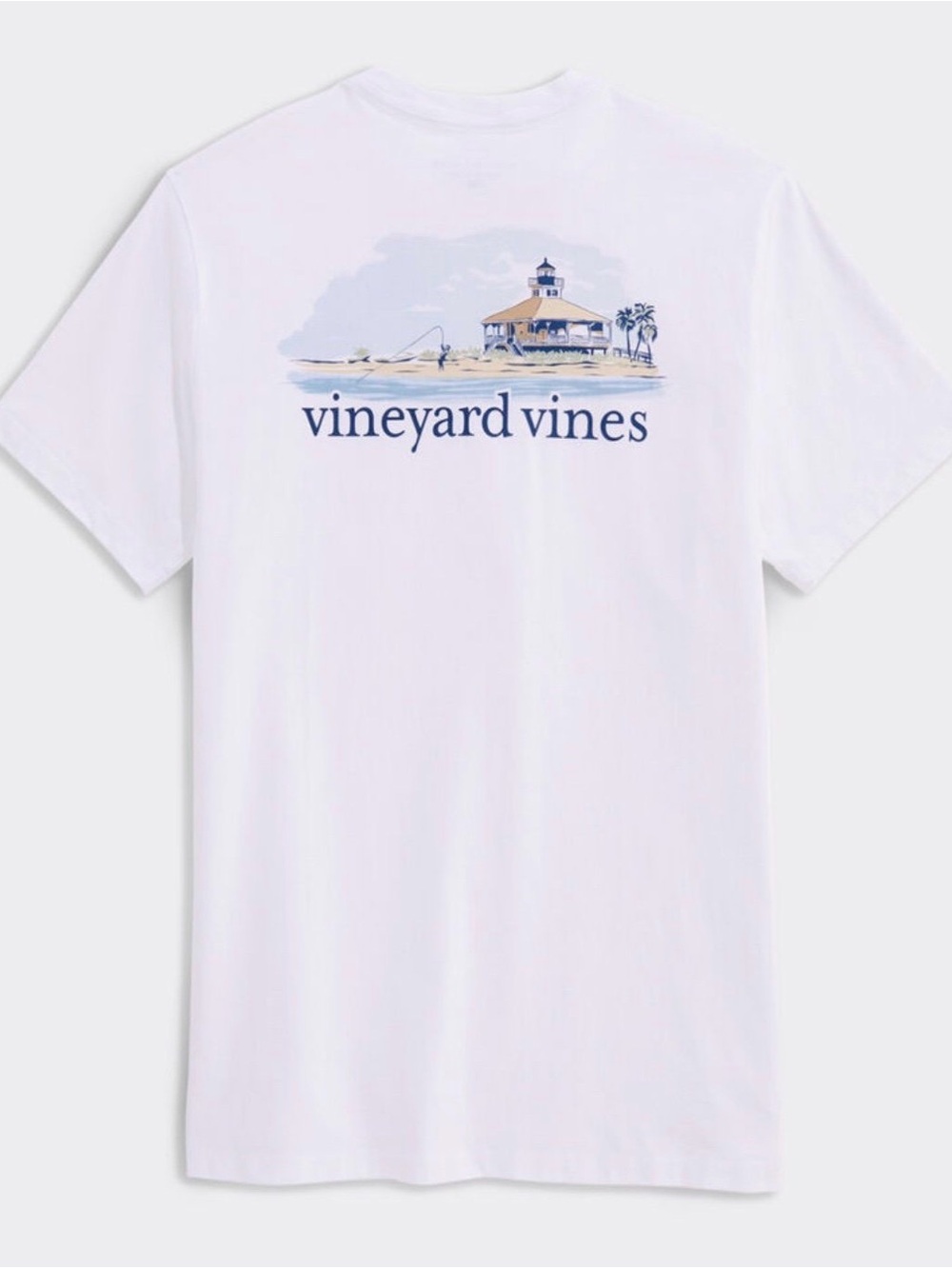 Vineyard Vines White Tee with Navy and Tan Coastal Graphic